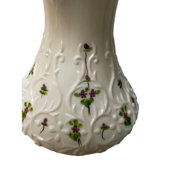 Vintage Fenton Silver Crest Spanish Lace Hand Painted Artist Violets Signed - Picture 6 of 6